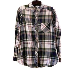 Sonoma Dark Green and Cream Plaid Flannel Shirt